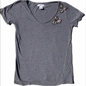 Grey embellished tee